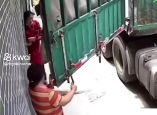 HOLY SHIT: Woman's Head Crushed by Truck Door.