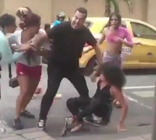 Group of Shemales Brawl on the Streets of California. 