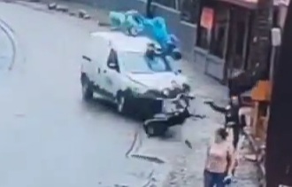 Driver loses control and collides with a motorcyclist and his passenge