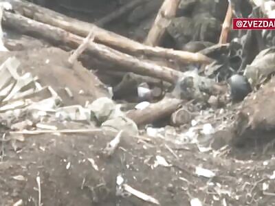 Russian drone destroys ukrainian dugout