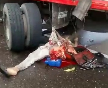 Horrific accident leaves three dead shattered bodies of motorcyclists 