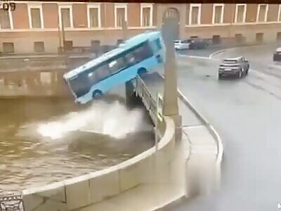 Russia. In St. Petersburg, a passenger bus fell from a bridge