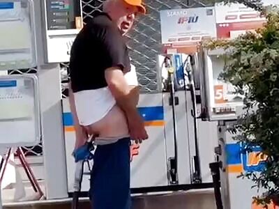 Insane grandpa filling the tank