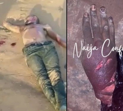 Rival killed and his hand shopped off and baged as a trophy by the BLACK AXE GANG