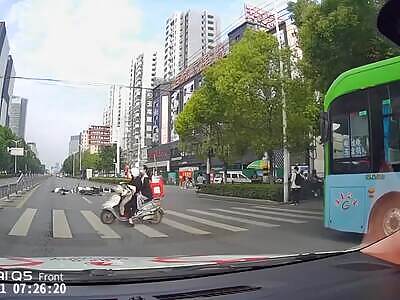 Accident between two motorcyclists in China