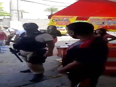 Young man punch loud mouth municipal police officer and run 