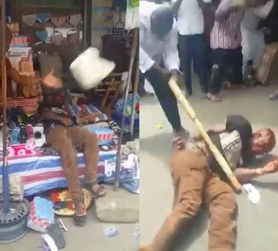 Short video shows thief caught being beaten with stones and sticks 