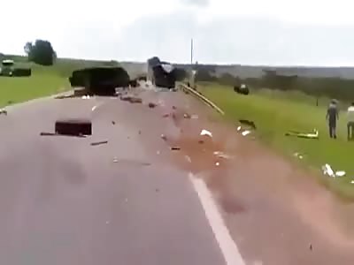 Accident between trucks on highway