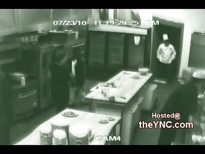 Out of Control Chef Goes Berserk Gets Knocked Out Cold by Restaurant Owner