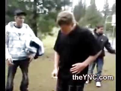 Retard Acting Kid in Red gets Knocked Out Twice...